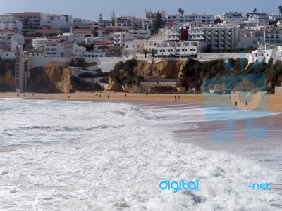 Albufeira, Southern Algarve/portugal - March 10 : View Of The Be… Stock Photo