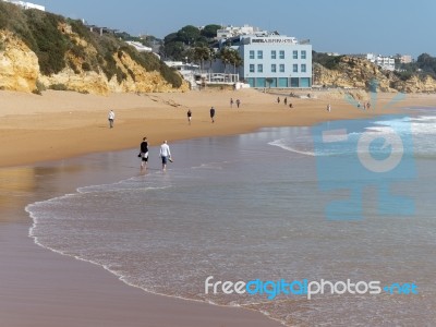 Albufeira, Southern Algarve/portugal - March 10 : View Of The Be… Stock Photo