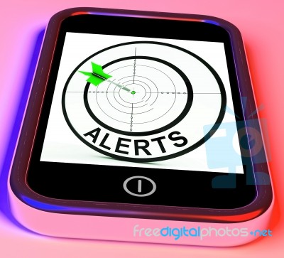 Alerts Smartphone Means Phone Reminder Or Alarm Stock Image