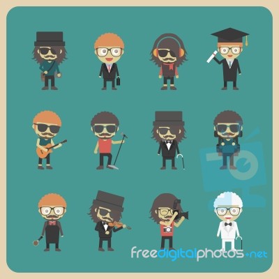 All Hipster Character Set Stock Image