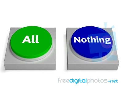 All Nothing Buttons Shows Total Or None Stock Image