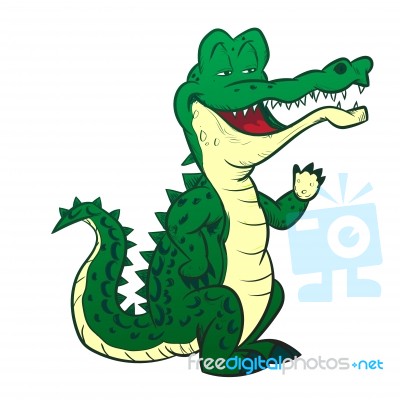 Alligator Cartoon - Line Drawn Stock Image