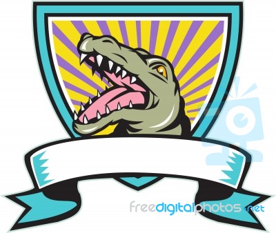 Alligator Snapping Crest Retro Stock Image