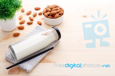 Almond Milk Background Stock Photo