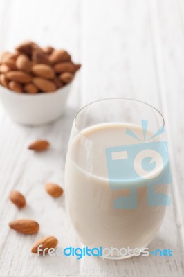 Almond Milk Organic Healthy Nut Vegan Vegetarian Drink Stock Photo