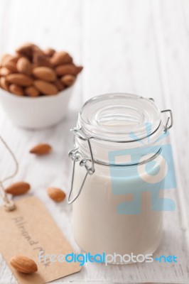 Almond Milk Organic Healthy Nut Vegan Vegetarian Drink Stock Photo