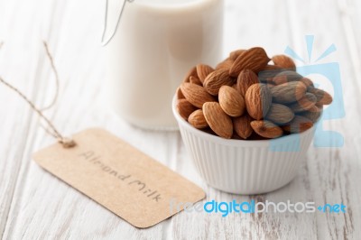 Almond Milk Organic Healthy Nut Vegan Vegetarian Drink Stock Photo