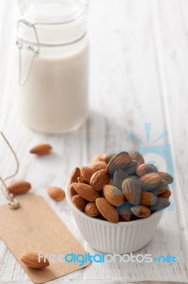 Almond Milk Organic Healthy Nut Vegan Vegetarian Drink Stock Photo