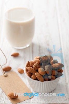 Almond Milk Organic Healthy Nut Vegan Vegetarian Drink Stock Photo