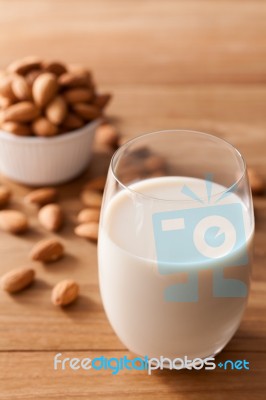 Almond Milk Organic Healthy Nut Vegan Vegetarian Drink Stock Photo