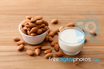 Almond Milk Organic Healthy Nut Vegan Vegetarian Drink Stock Photo