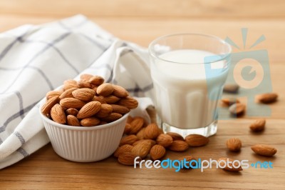 Almond Milk Organic Healthy Nut Vegan Vegetarian Drink Stock Photo