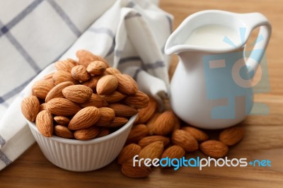 Almond Milk Organic Healthy Nut Vegan Vegetarian Drink Stock Photo