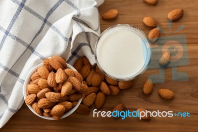 Almond Milk Organic Healthy Nut Vegan Vegetarian Drink Stock Photo