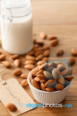 Almond Milk Organic Healthy Nut Vegan Vegetarian Drink Stock Photo