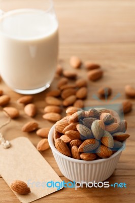 Almond Milk Organic Healthy Nut Vegan Vegetarian Drink Stock Photo