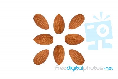 Almond Nut Fruit Organic Healthy Snack Vegan Isolated Stock Photo