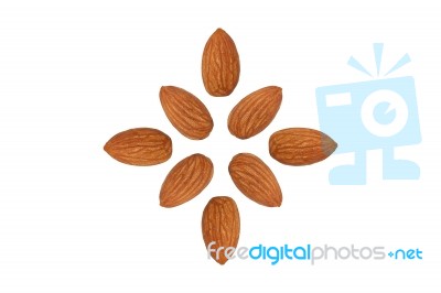 Almond Nut Fruit Organic Healthy Snack Vegan Isolated Stock Photo