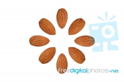 Almond Nut Fruit Organic Healthy Snack Vegan Isolated Stock Photo