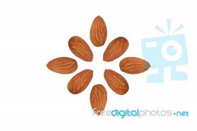 Almond Nut Fruit Organic Healthy Snack Vegan Isolated Stock Photo