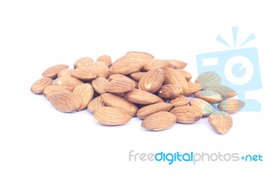 Almond Nuts Isolated On White Background Stock Photo