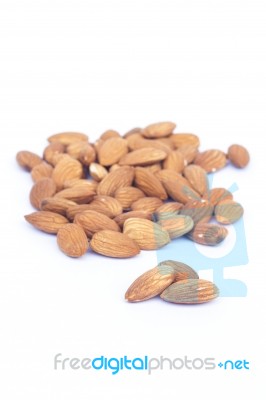 Almond Nuts Isolated On White Background Stock Photo