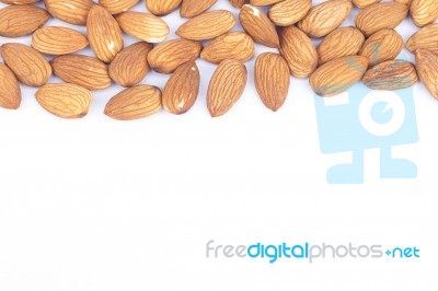 Almond Nuts Isolated On White Background Stock Photo