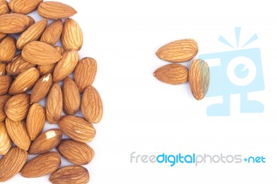 Almond Nuts Isolated On White Background Stock Photo