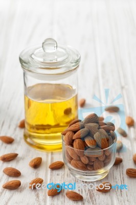 Almond Oil Organic Healthy Nut Vegan Vegetarian Healthy Stock Photo