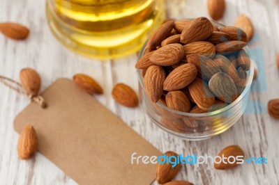 Almond Oil Organic Healthy Nut Vegan Vegetarian Healthy Stock Photo