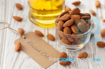 Almond Oil Organic Healthy Nut Vegan Vegetarian Healthy Stock Photo