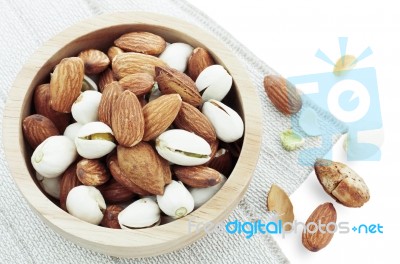 Almond On Tablecloth Stock Photo