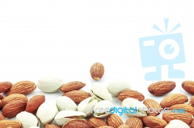 Almond On White Background Stock Photo