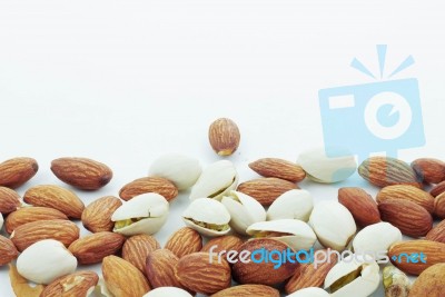 Almonds On White Background Stock Photo