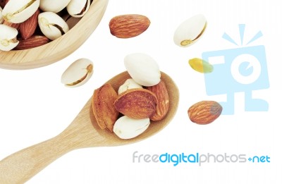 Almonds With A White Background Stock Photo