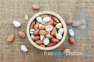 Almonds With Top Angle Shots Stock Photo