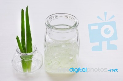 Aloe Vera Gel  On White Background Stock Photo