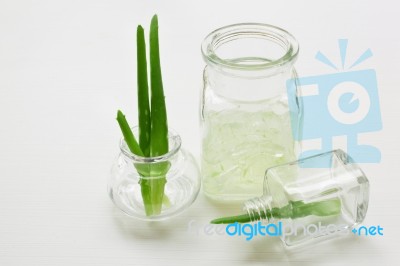 Aloe Vera Gel  On White Background Stock Photo