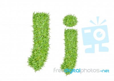 Alphabet From The Green Grass. Isolated On White Stock Photo