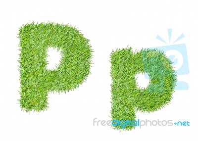 Alphabet From The Green Grass. Isolated On White Stock Photo