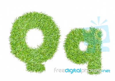 Alphabet From The Green Grass. Isolated On White Stock Photo