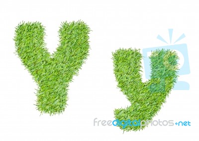 Alphabet From The Green Grass. Isolated On White Stock Photo