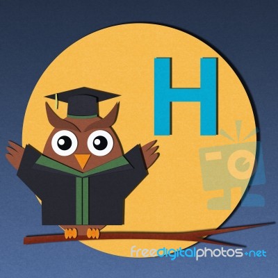 Alphabet H And Graduates Owl Stock Image