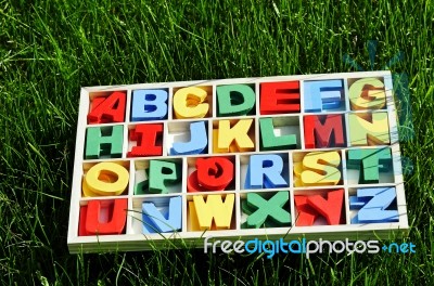 Alphabet In Wooden Stock Photo