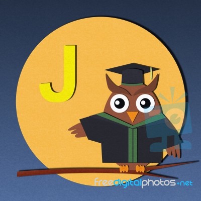 Alphabet J And Graduates Owl Stock Image