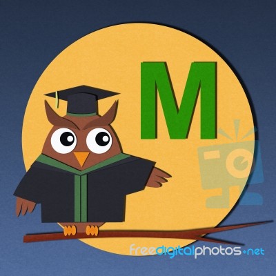 Alphabet M And Graduates Owl Stock Image