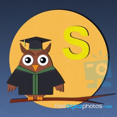 Alphabet S And Graduates Owl Stock Image