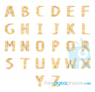 Alphabet Wood Dominos Type Blocks On White Stock Photo