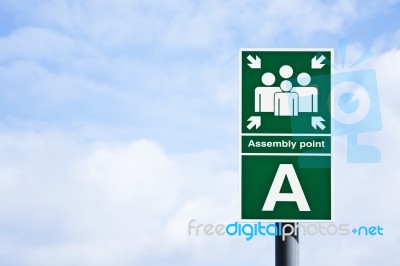 Alphabetical Assembly Point Sign Stock Photo