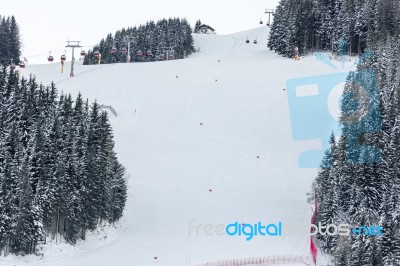 Alpine Ski Racing Course Stock Photo